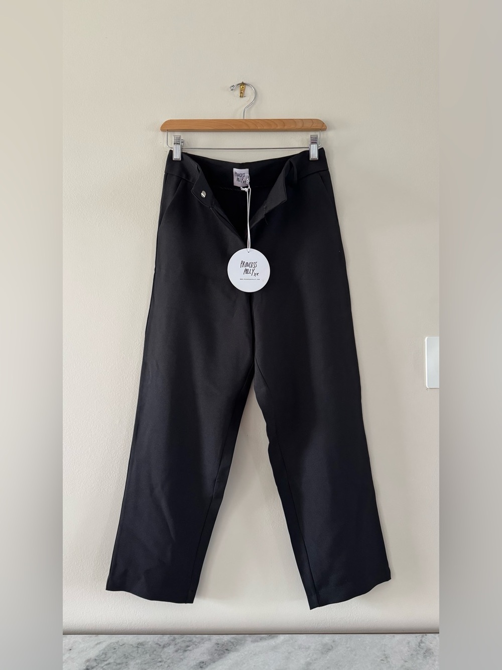 Princess Polly Nessie black wide leg trousers